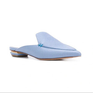 $495 Nicholas Kirkwood Beya Flat Mules in Sky Blue Leather Size 7 Rare Shoes
